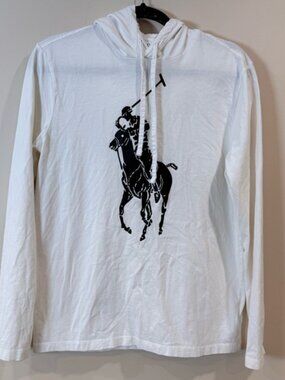 🔥Polo Ralph Lauren Women’s White Long-Sleeve Hoodie Shirt Size S EC🔥